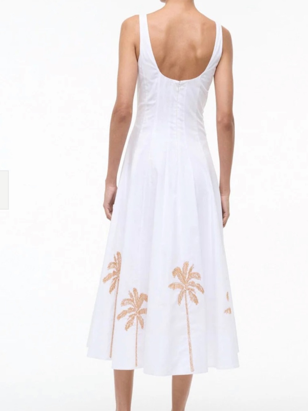 STAUD White Palm-Embroidered Midi Dress - Picture 6 of 7
